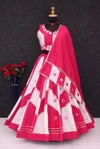 Tew Roman Silk Mirror Work Navaratri Lehenga Choli